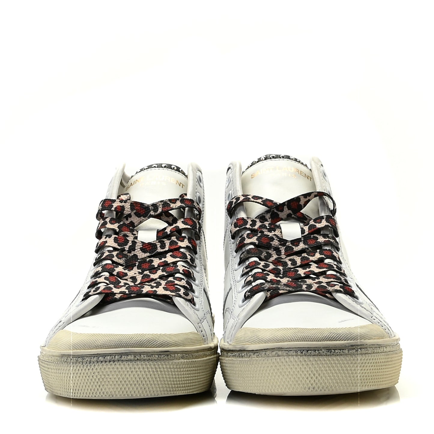 Calfskin Distressed SL/37M High Top Sneakers 36.5 White