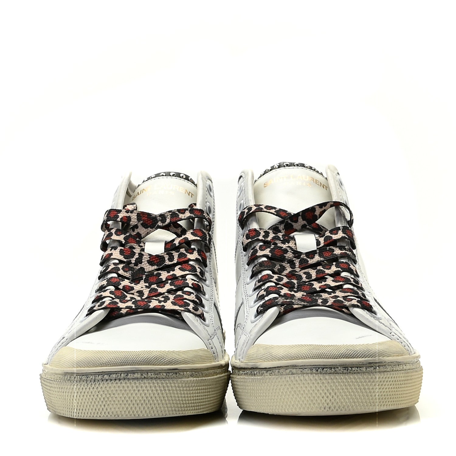Saint Laurent Calfskin Distressed SL/37M High Top Sneakers 36.5 White 2 of 19