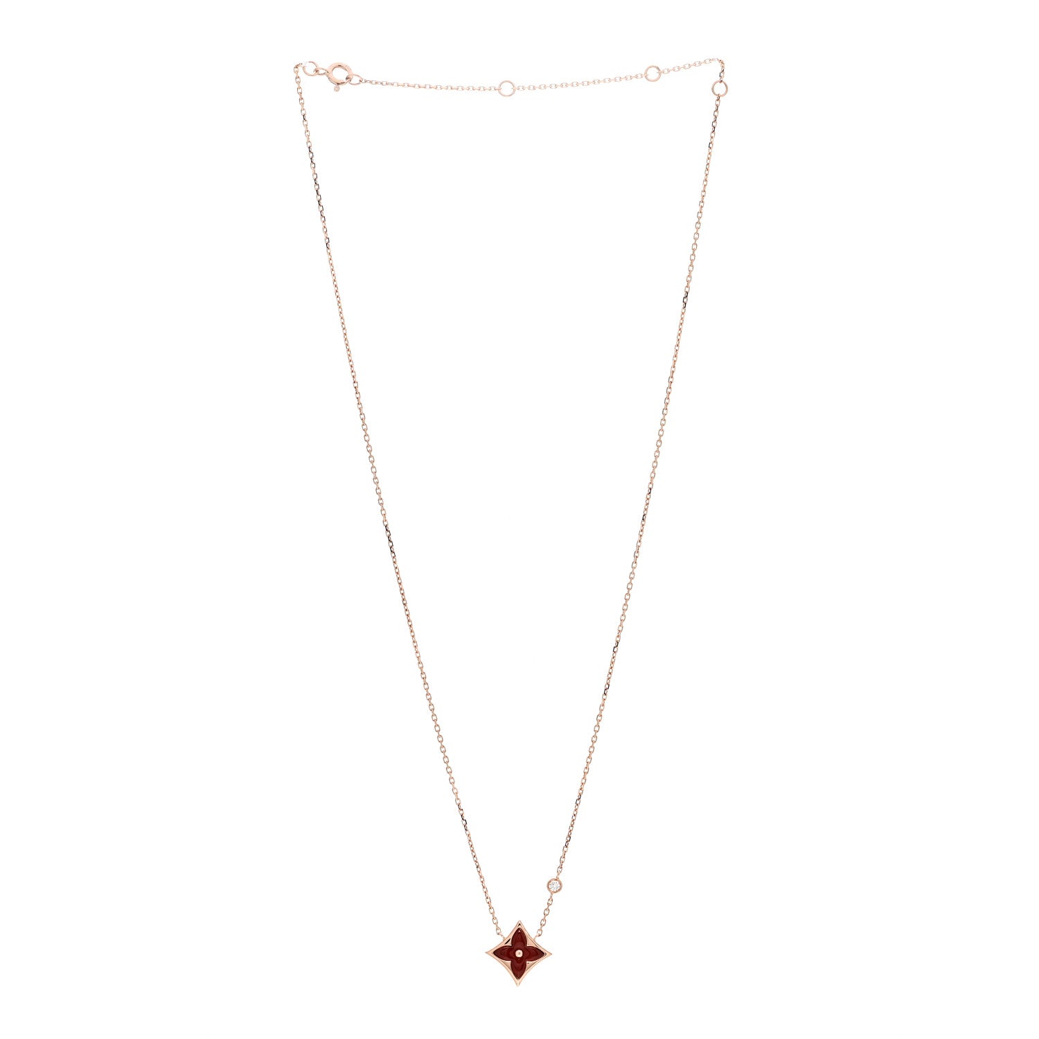Louis Vuitton 18K Pink Gold Diamond Carnelian Color Blossom BB Star Pendant Necklace 3 of 5