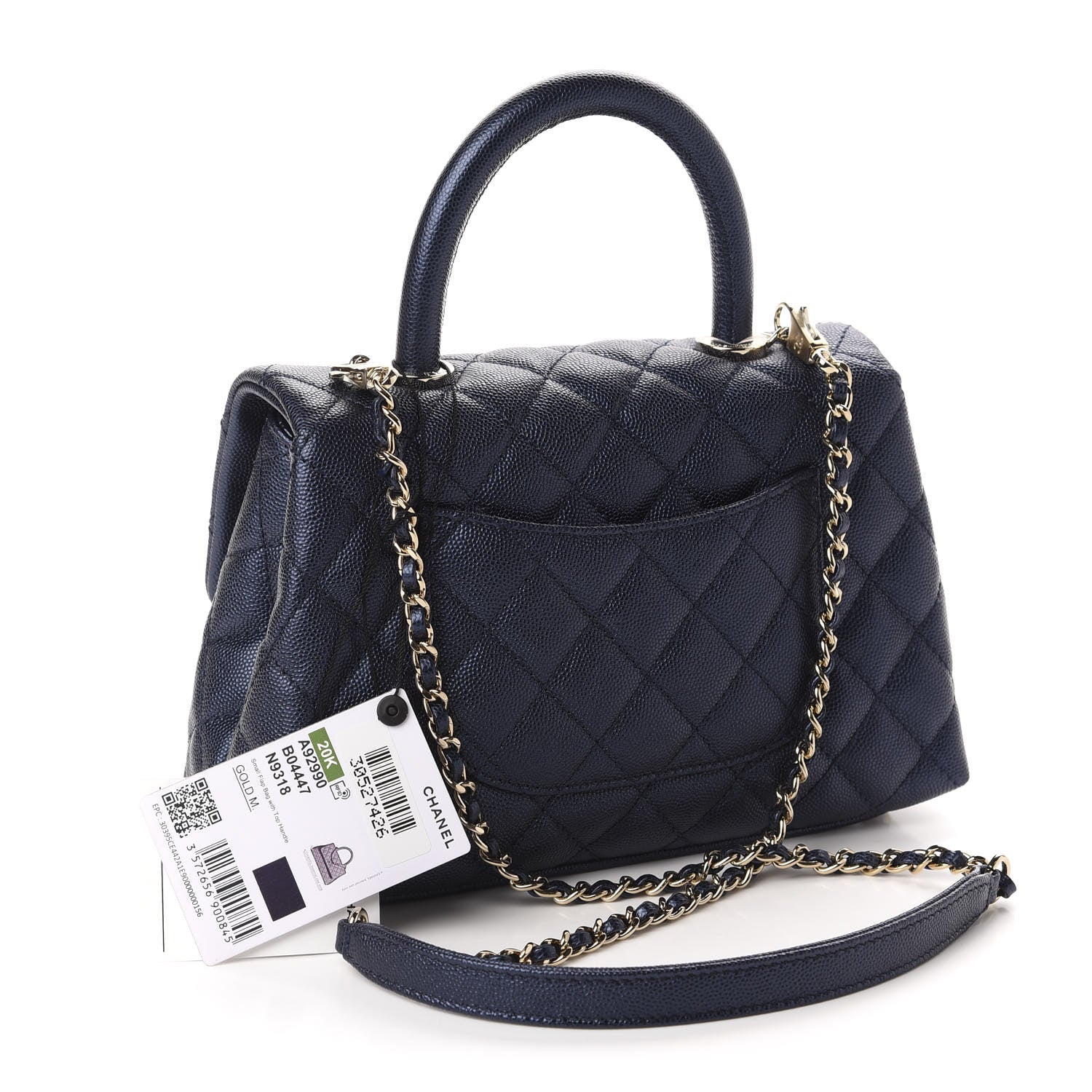 Chanel Iridescent Caviar Quilted Mini Coco Handle Flap Dark Blue 3 of 11