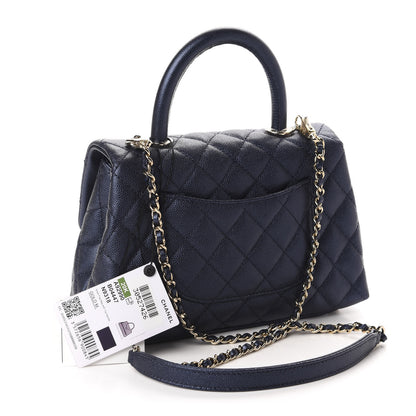 Chanel Iridescent Caviar Quilted Mini Coco Handle Flap Dark Blue 3 of 11