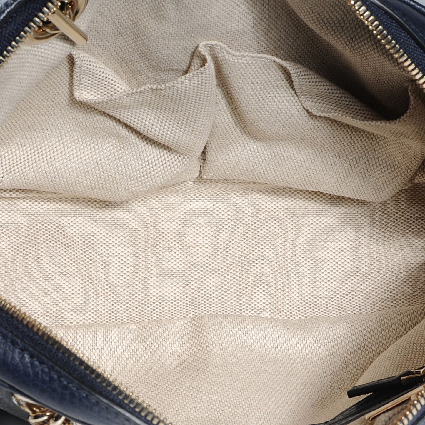 Pebbled Calfskin Small Soho Bowler Blue