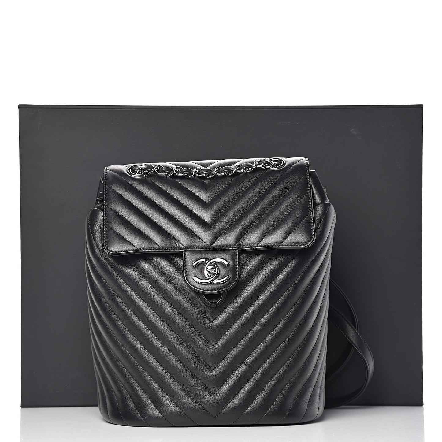 Calfskin Chevron Quilted Small Urban Spirit Backpack Black