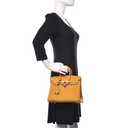Hermes Togo Horseshoe Birkin 25 Jaune Ambre 2 of 12