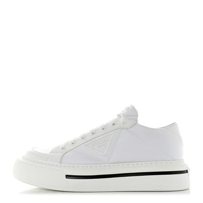 Prada Re-Nylon Spazzolato Rubber Triangle Logo Macro Quilted Mens 35mm Platform Sneakers 10 White 1 of 9