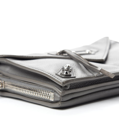 Balenciaga Veau Papier Classic Silver Hardware Triple XS Zip Around Crossbody Gris Acier 7 of 13