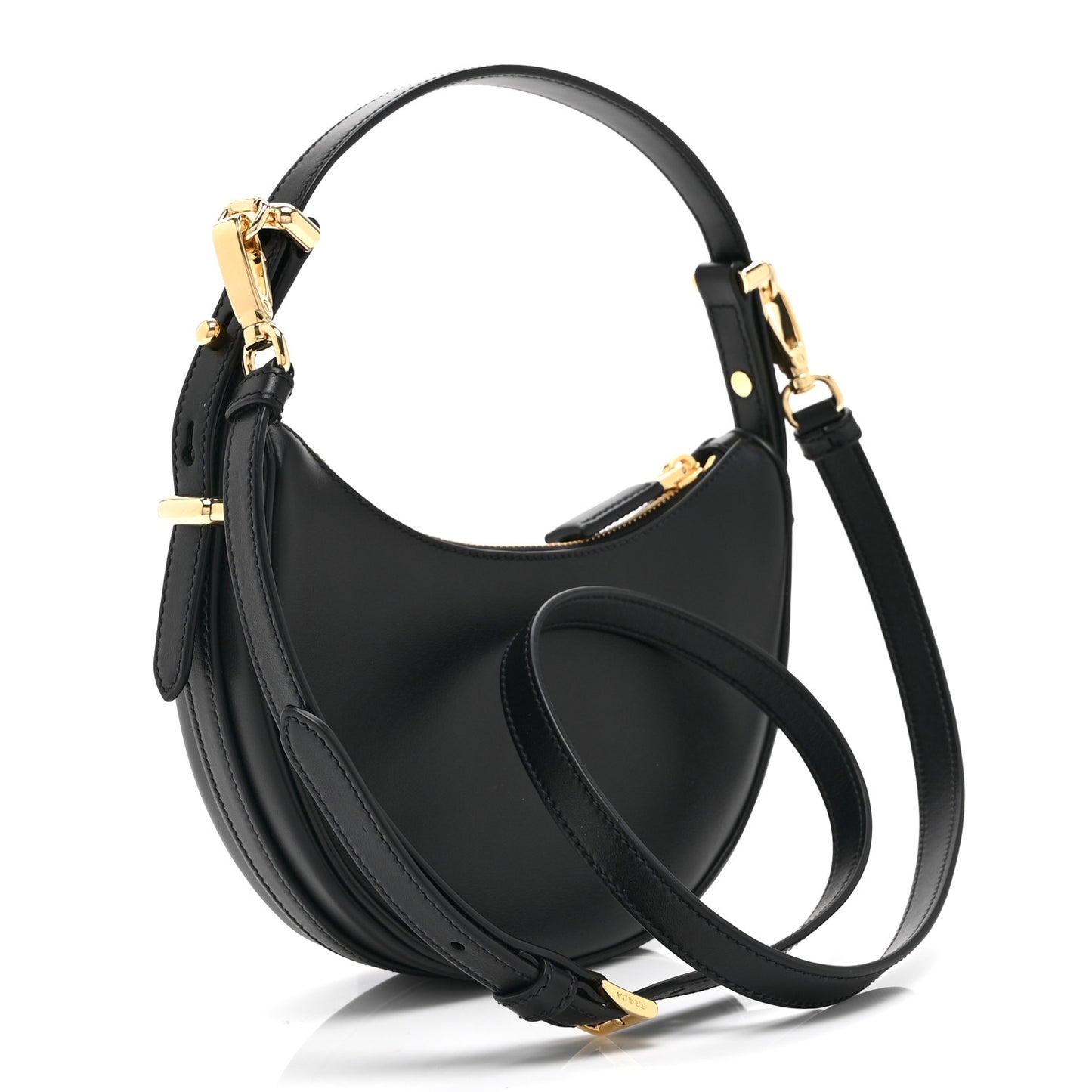 Soft Calfskin Mini Arque Shoulder Bag Black