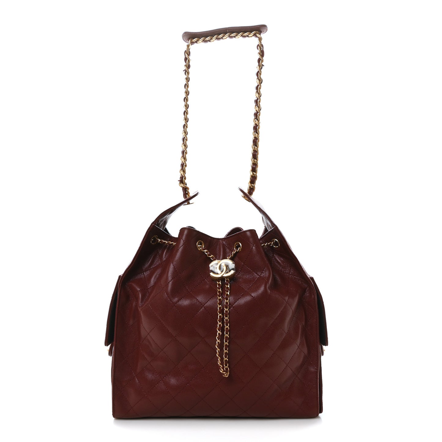 Caviar Quilted Medium Chanel 25 Handbag Burgundy