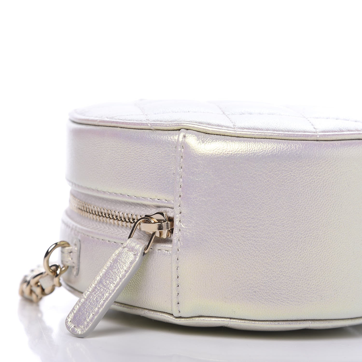 Chanel Iridescent Lambskin Quilted Round Clutch With Chain Ivory 8 of 11