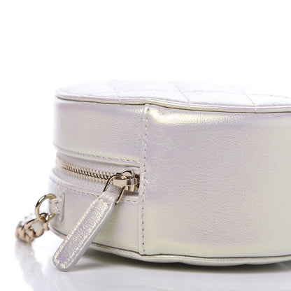 Chanel Iridescent Lambskin Quilted Round Clutch With Chain Ivory 8 of 11
