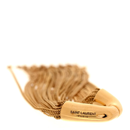 Saint Laurent Brass Metal Double Chain Earrings Gold 4 of 5