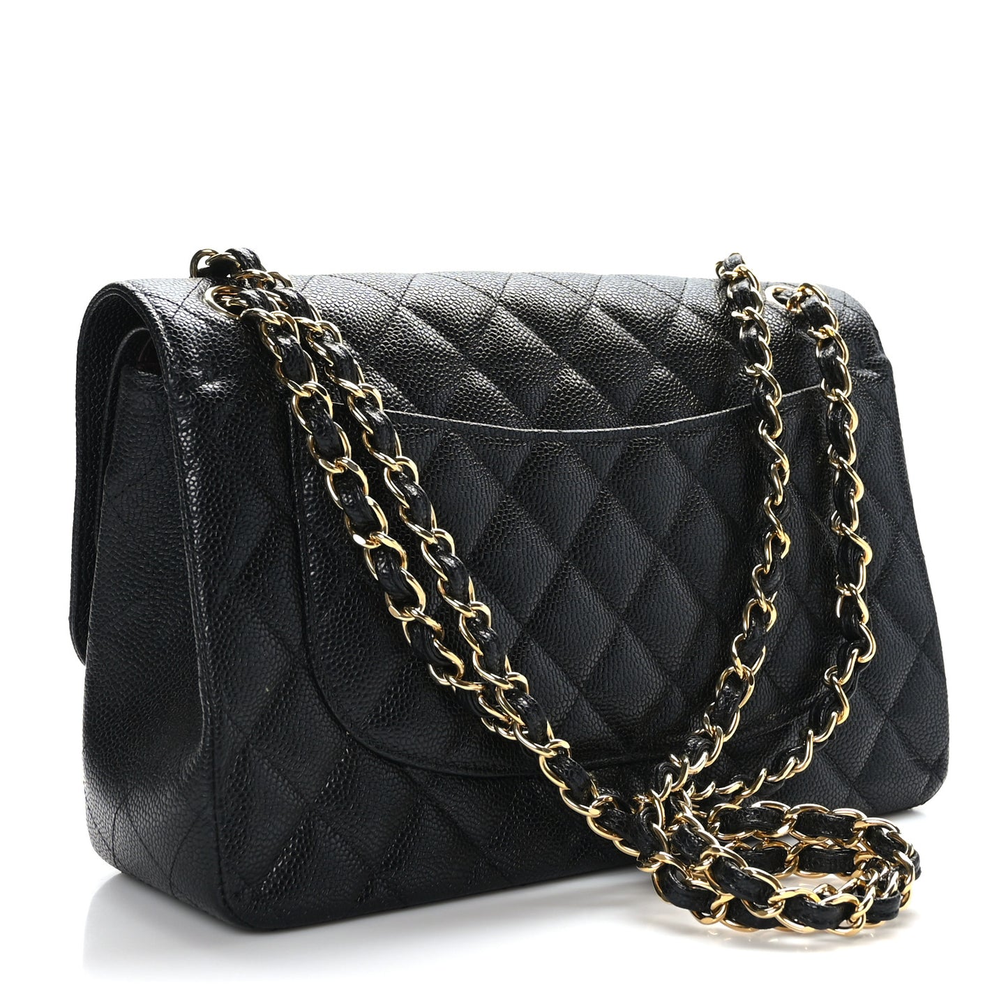 Caviar Quilted Jumbo Double Flap Black