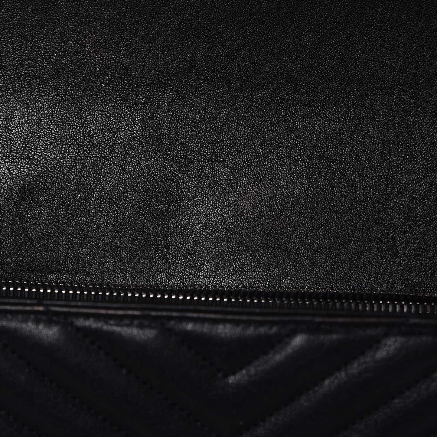 Sheepskin Matelasse Chevron Monogram Large College Satchel Black