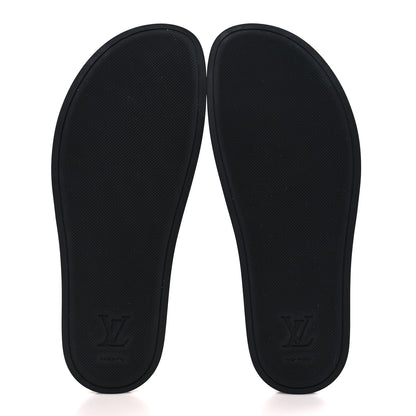 Louis Vuitton Rubber Embossed Monogram Mens Waterfront Mules 9 Black 5 of 8