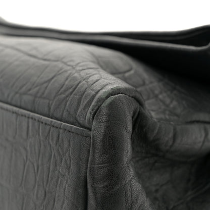 Saint Laurent Calfskin Crocodile Embossed Medium West Hollywood Monogram Fold-Over Black 11 of 11