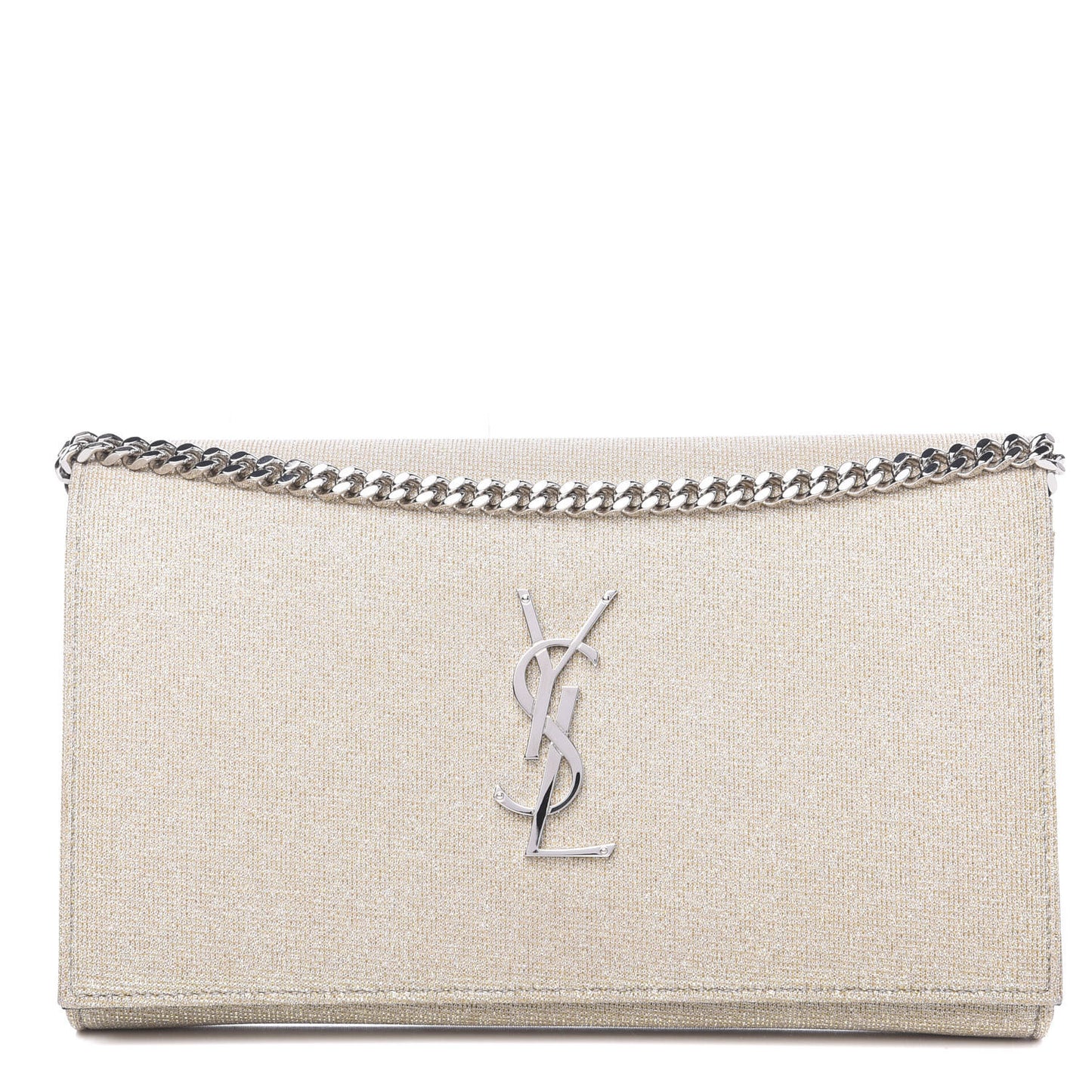 Metallic Sparkle Fabric Monogram Kate Wallet on Chain Perle