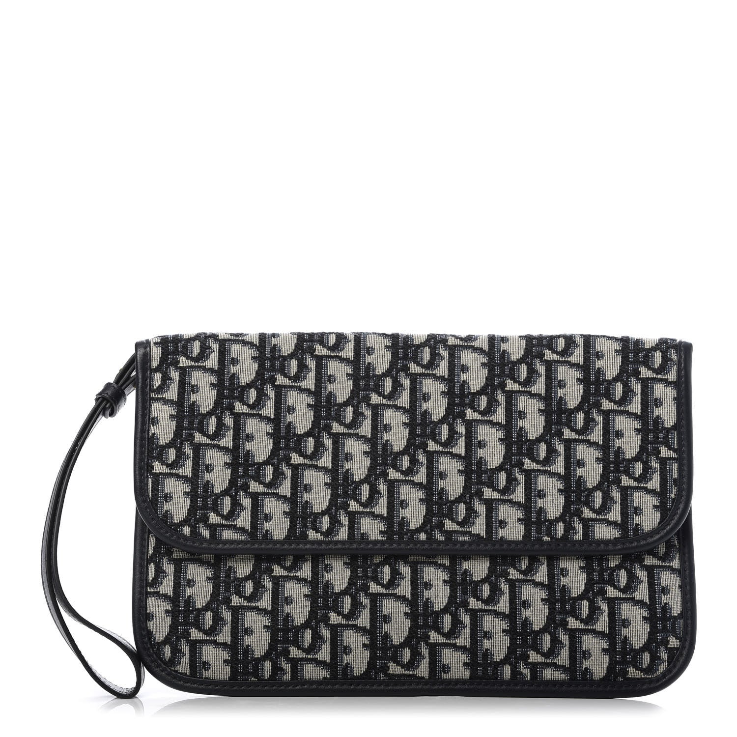 Christian Dior Oblique Flap Pouch Clutch Blue 1 of 9
