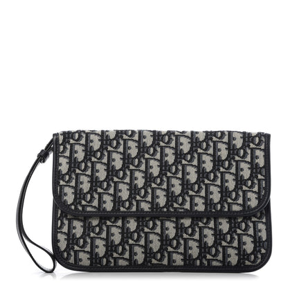 Christian Dior Oblique Flap Pouch Clutch Blue 1 of 9