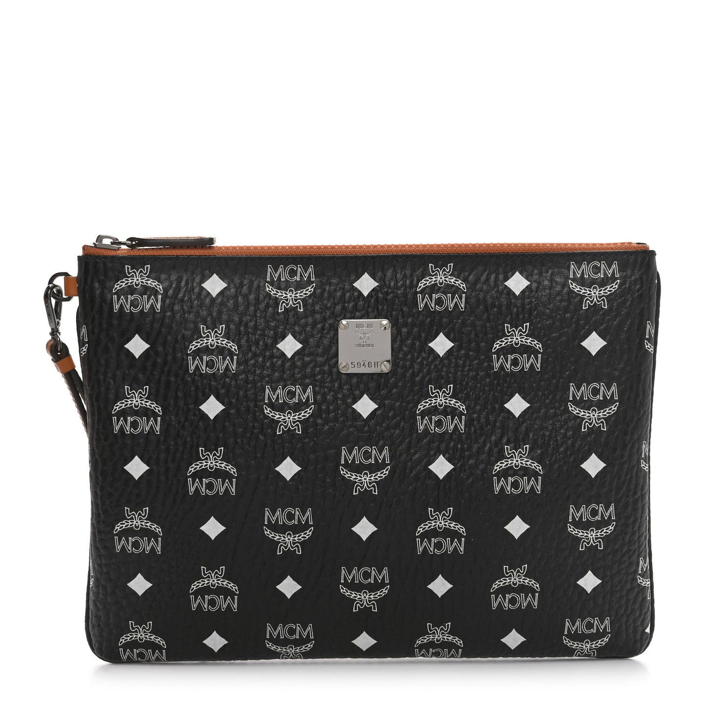 Visetos Medium Stark Wristlet Pouch Black Cognac