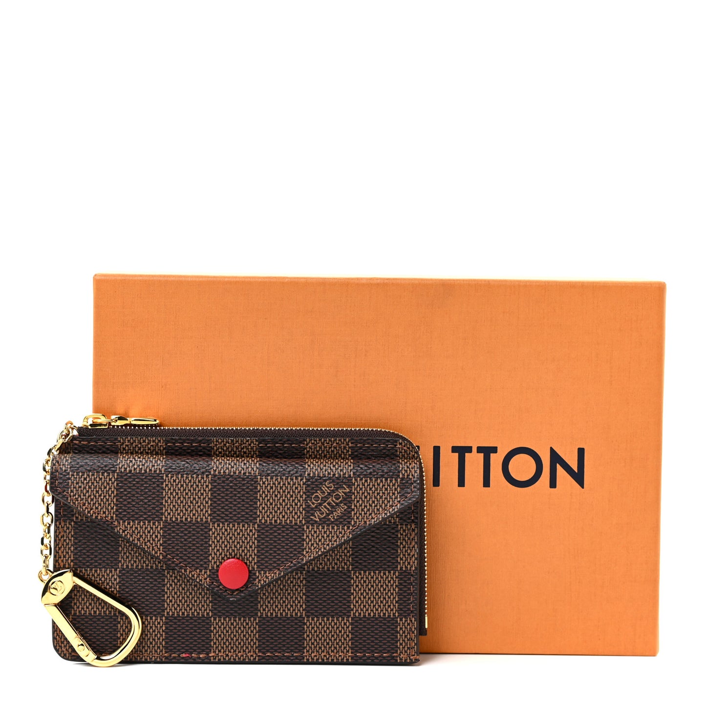 Damier Ebene Recto Verso Card Holder Red