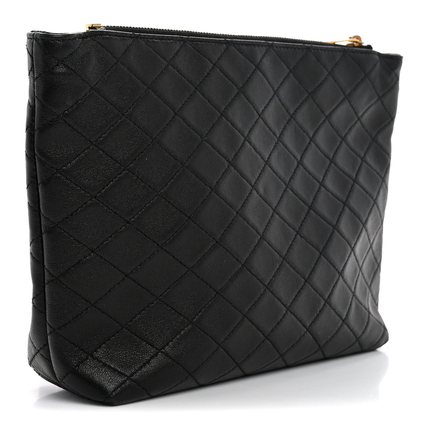 Lambskin Quilted Gaby Cosmetic Pouch Black