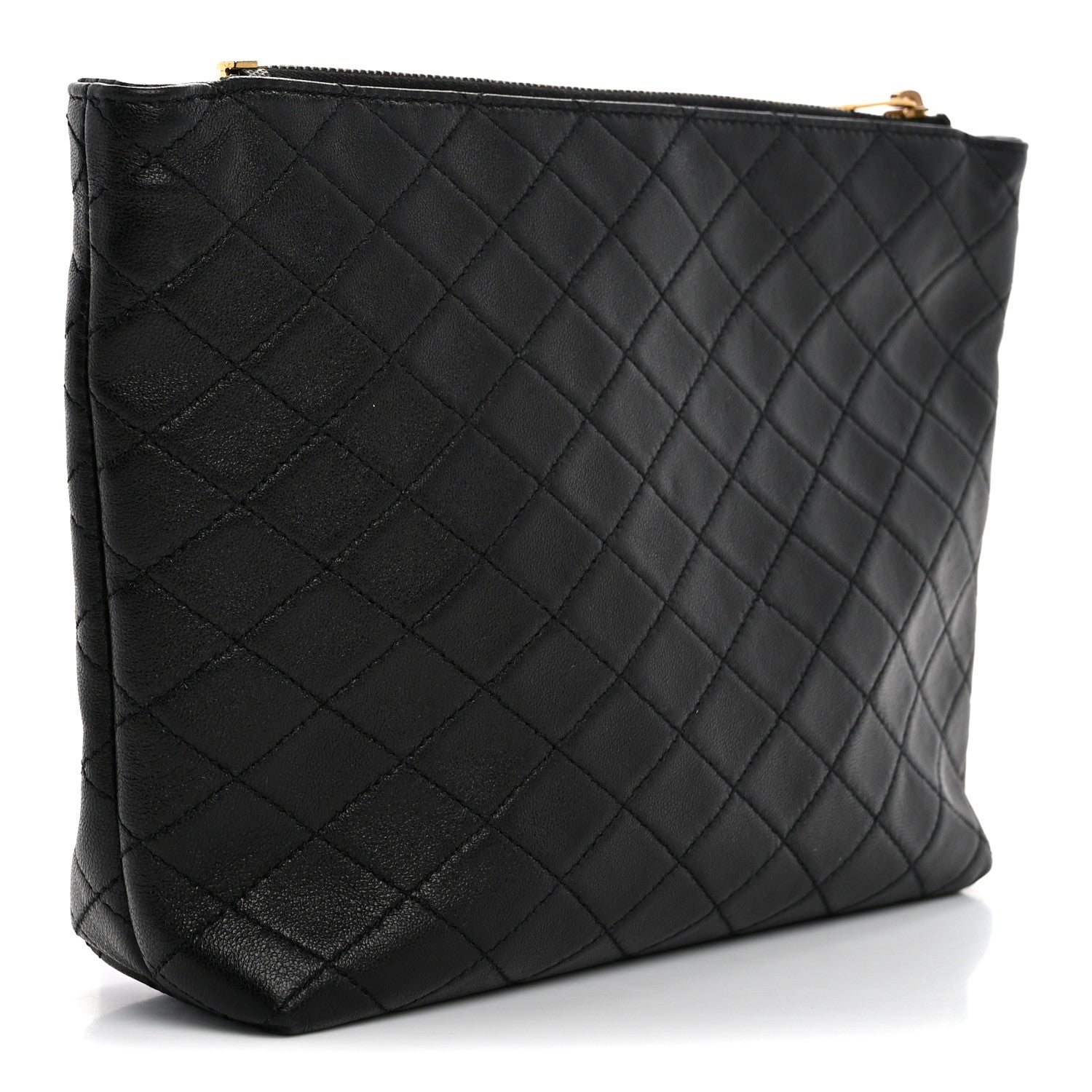 Saint Laurent Lambskin Quilted Gaby Cosmetic Pouch Black 3 of 12
