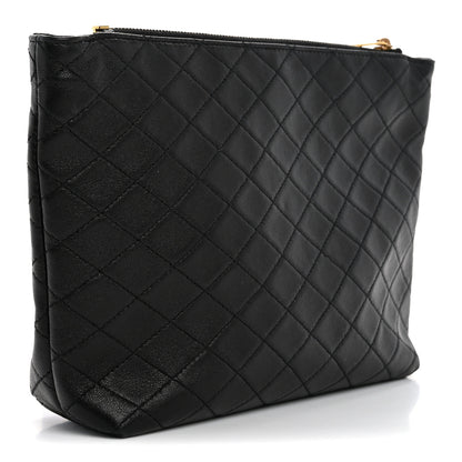 Saint Laurent Lambskin Quilted Gaby Cosmetic Pouch Black 3 of 12