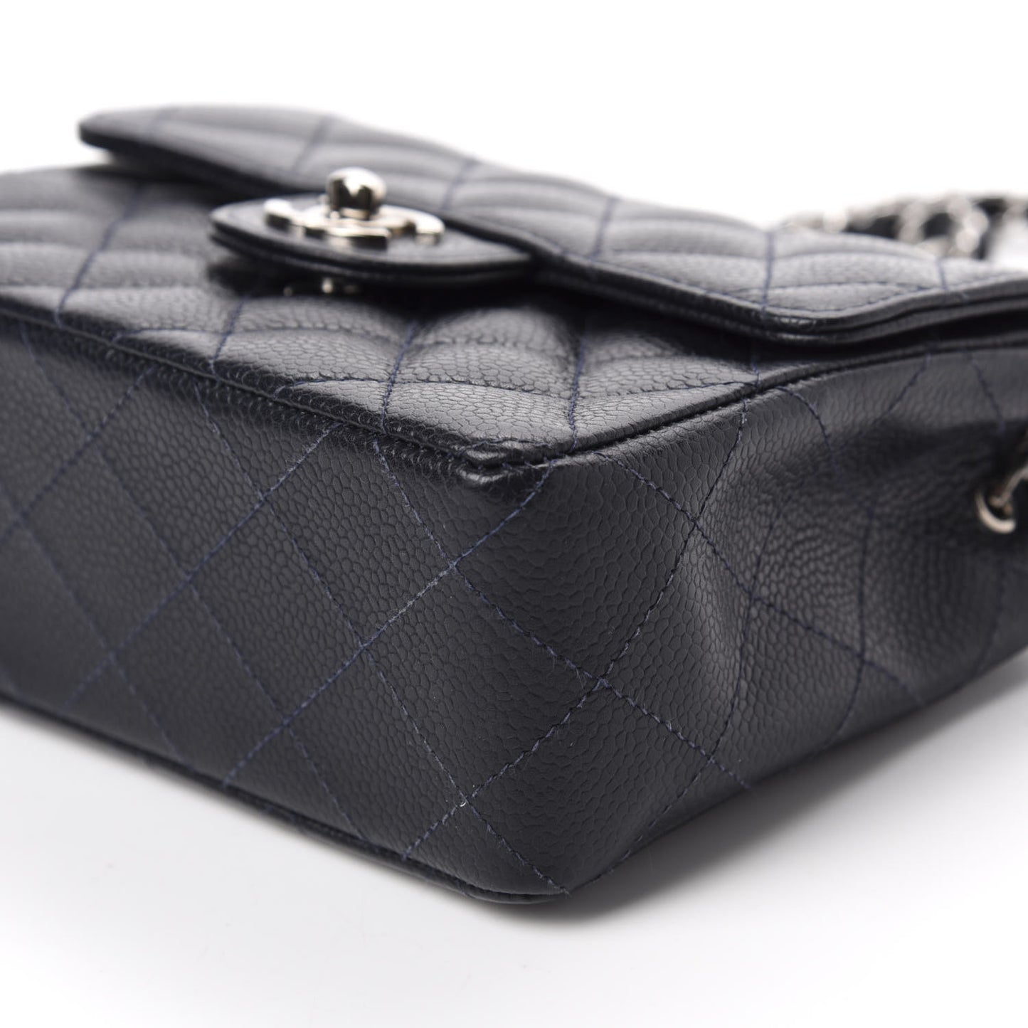 Caviar Quilted Mini Square Flap Navy