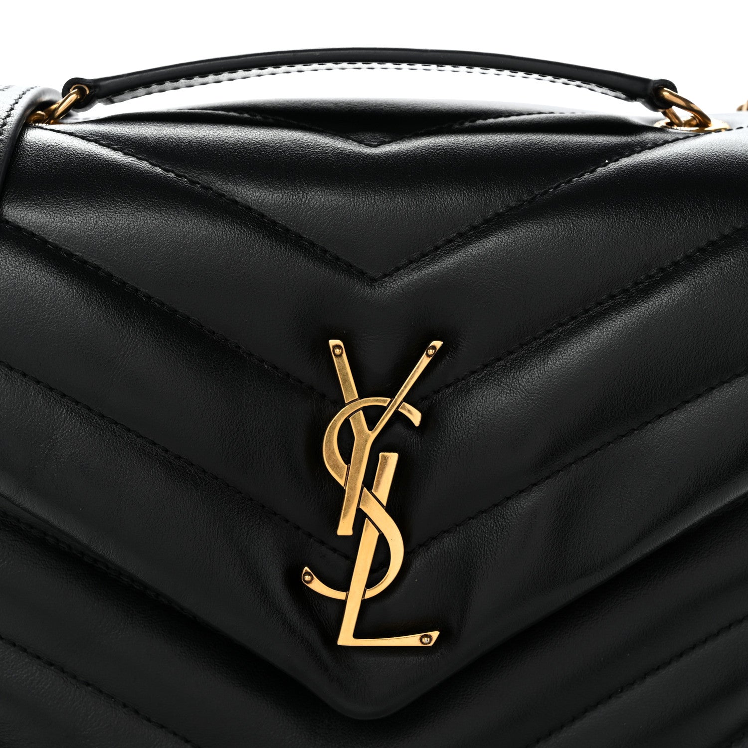 Saint Laurent Calfskin Y Quilted Monogram Small Loulou Chain Satchel Black Black 8 of 12