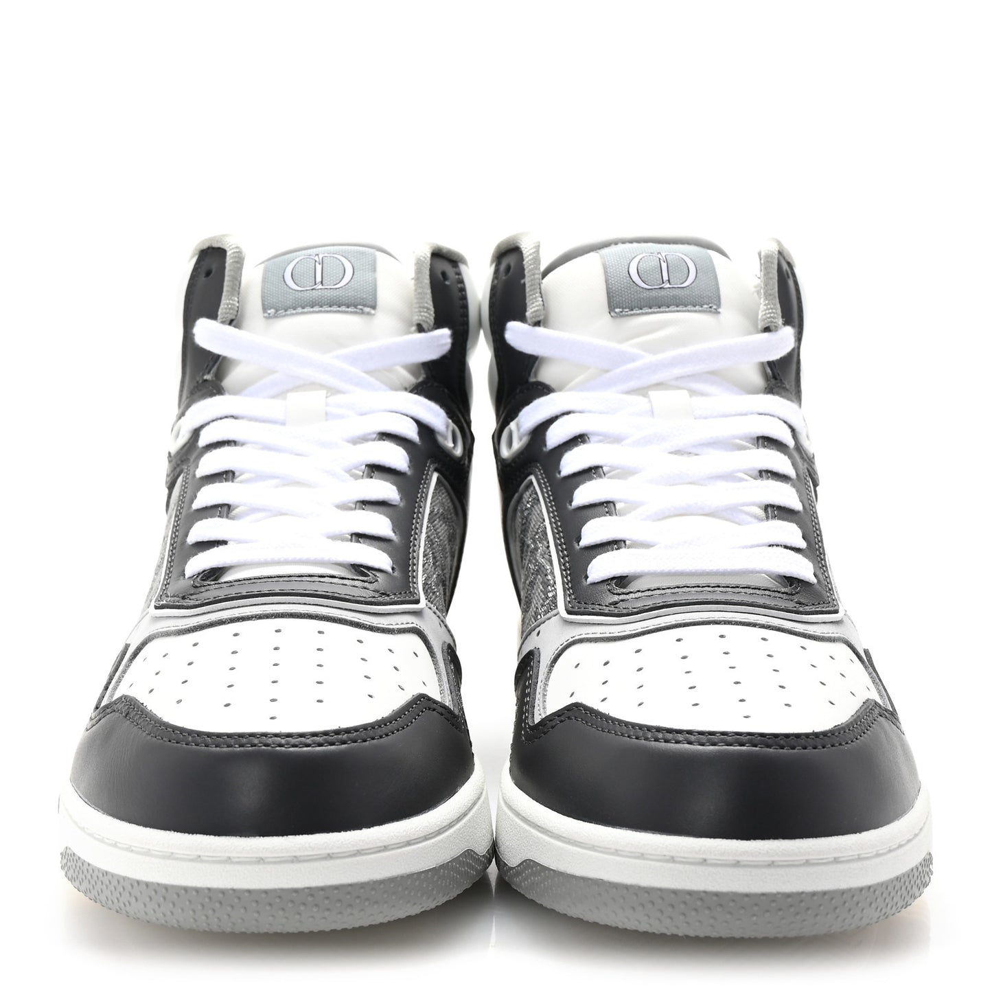 Smooth Calfskin Jacquard Oblique Mens B27 High Top Sneakers 40 Grey