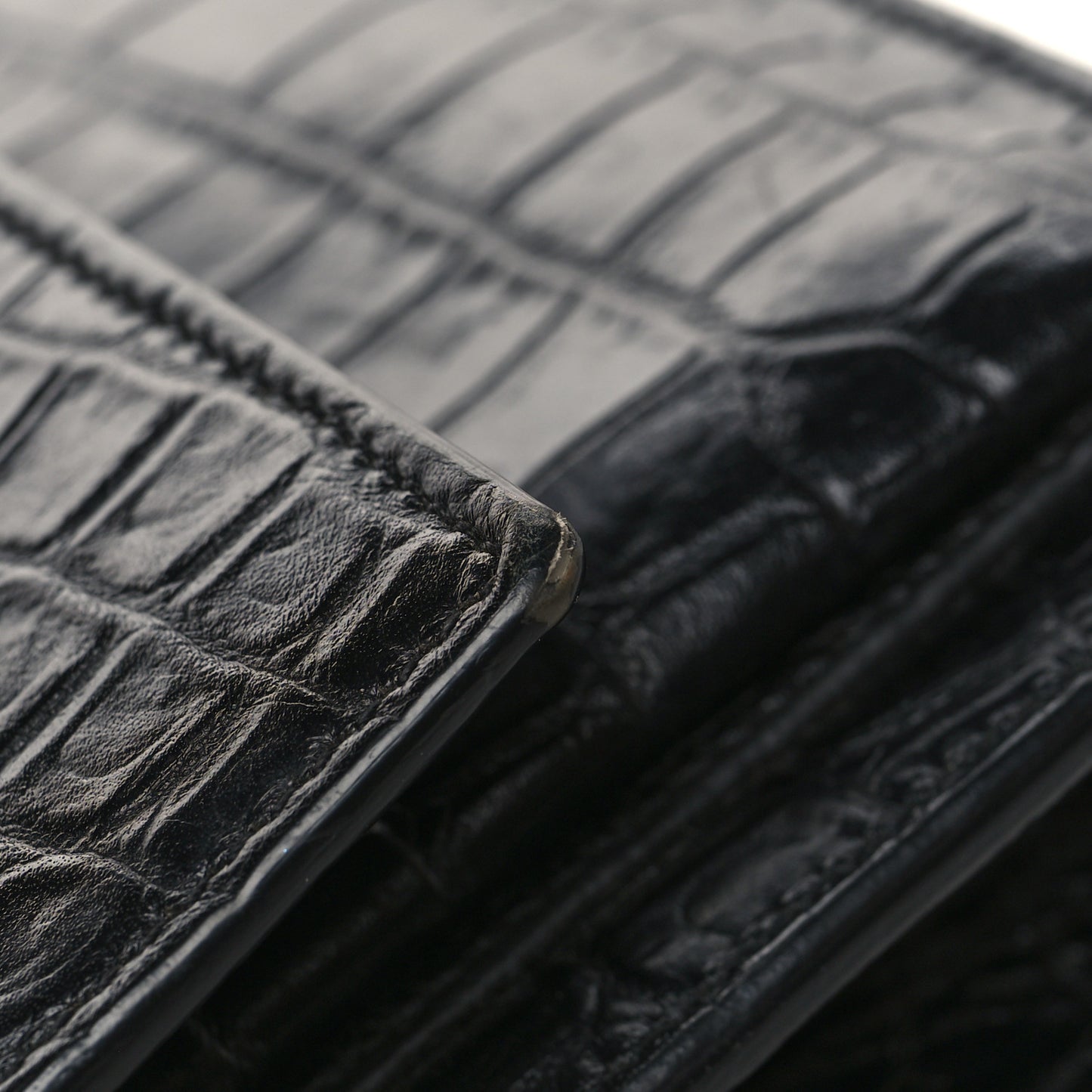 Calfskin Crocodile Embossed Medium Monogram Sunset Black