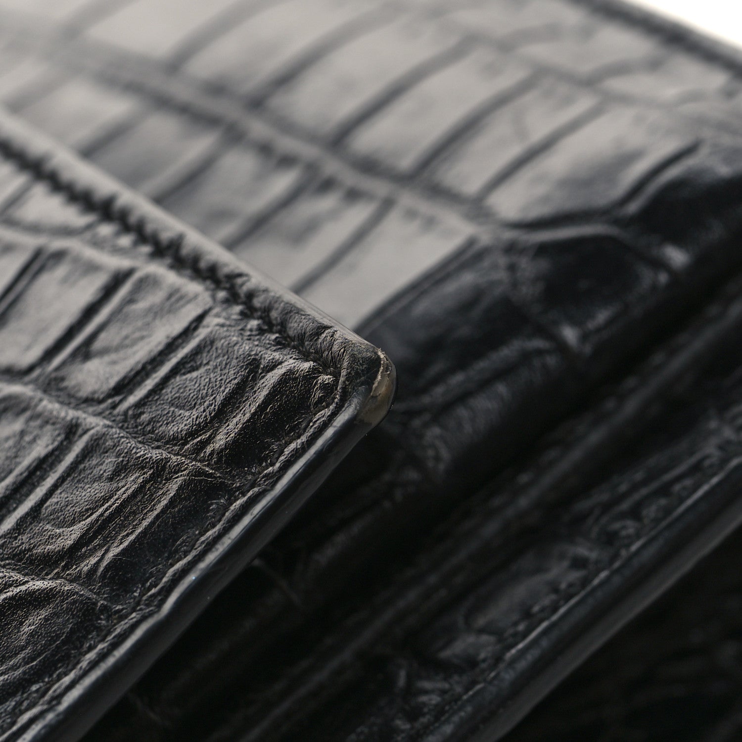 Saint Laurent Calfskin Crocodile Embossed Medium Monogram Sunset Black 11 of 11
