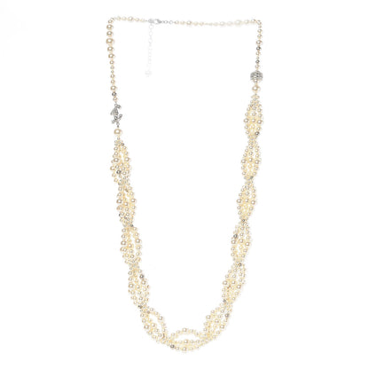 Chanel Graduated Pearl Crystal CC Long Necklace Silver 3 of 8
