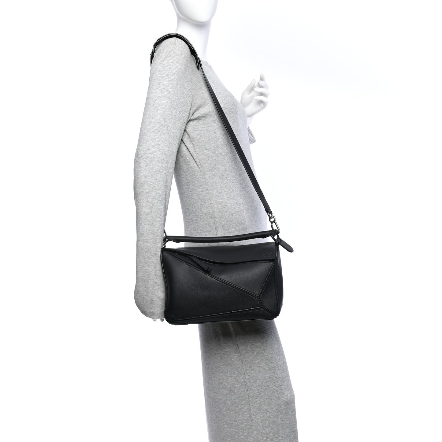 Calfskin Medium Puzzle Bag Black