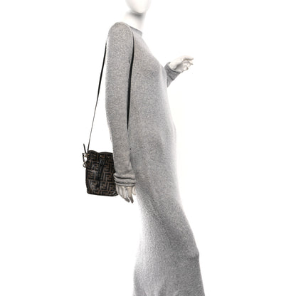 Fendi Vitello Liberty F is Fendi Bi-Color FF 1974 Embossed Mini Mon Tresor Bucket Bag Maya Black 2 of 10