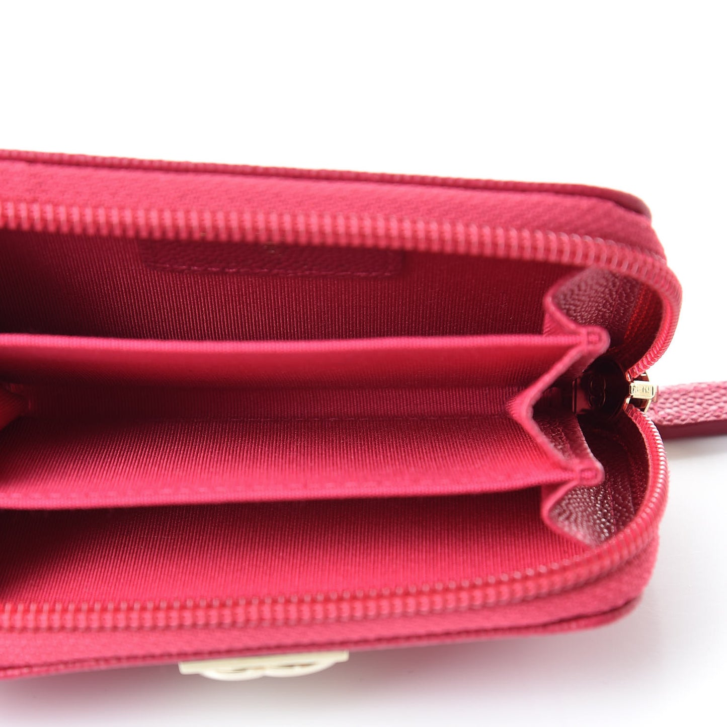 Caviar Quilted Boy Zip Around Coin Purse Wallet Fuchsia
