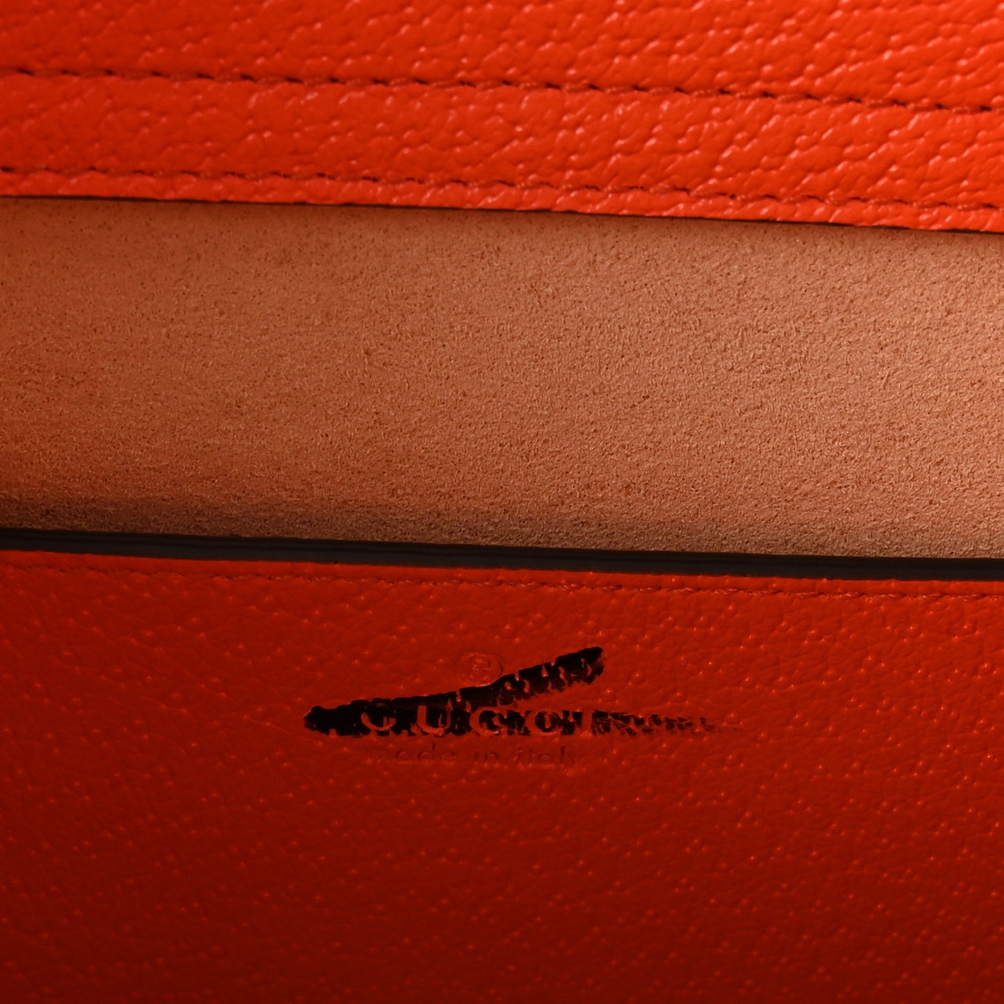 Textured Dollar Calfskin Web Small Diana Tote Bag Deep Orange