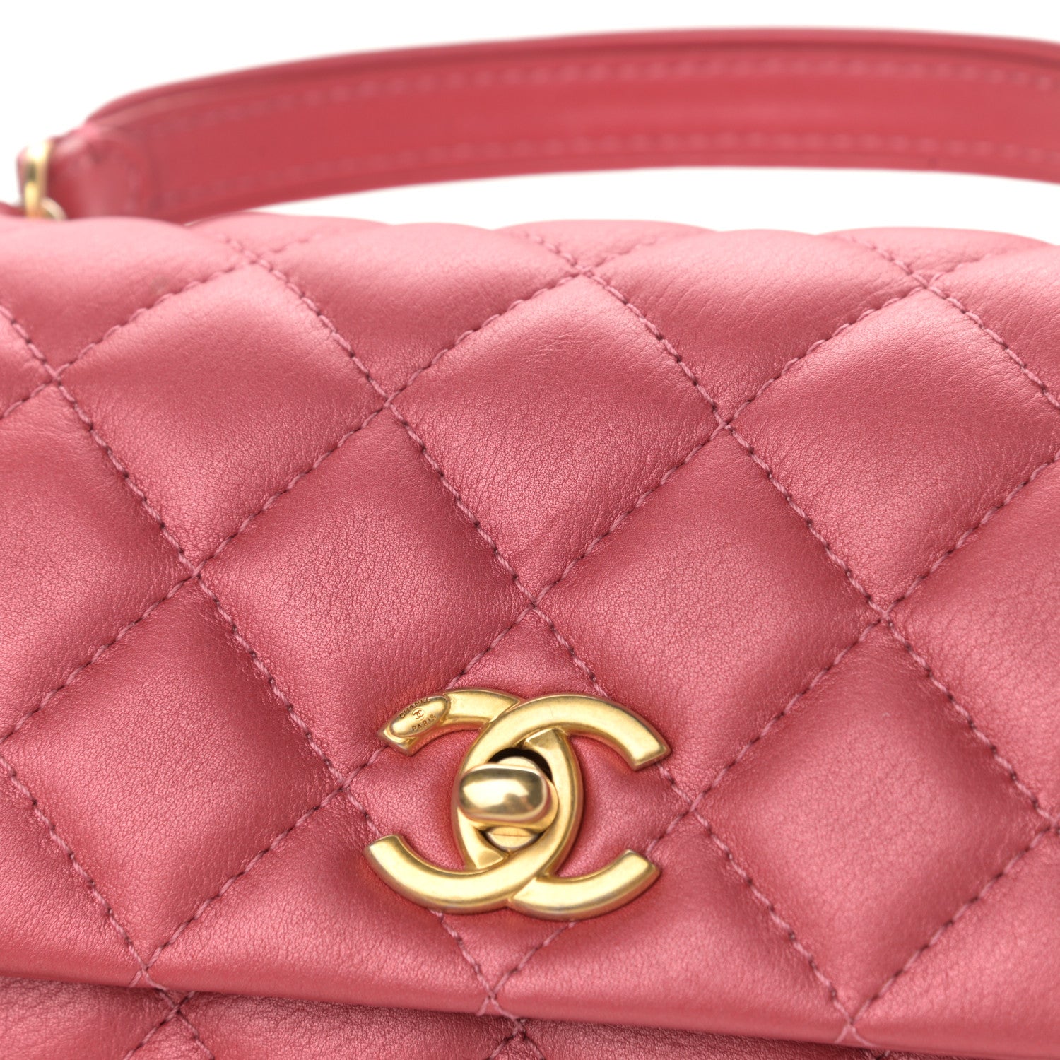 Chanel Calfskin Quilted Top Handle Flap Dark Pink 11 of 12