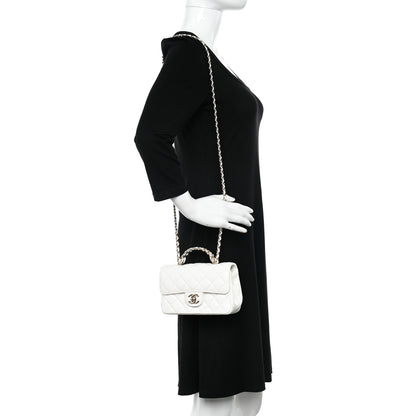 Chanel Lambskin Quilted Mini Crystal Top Handle Rectangular Flap White 2 of 10