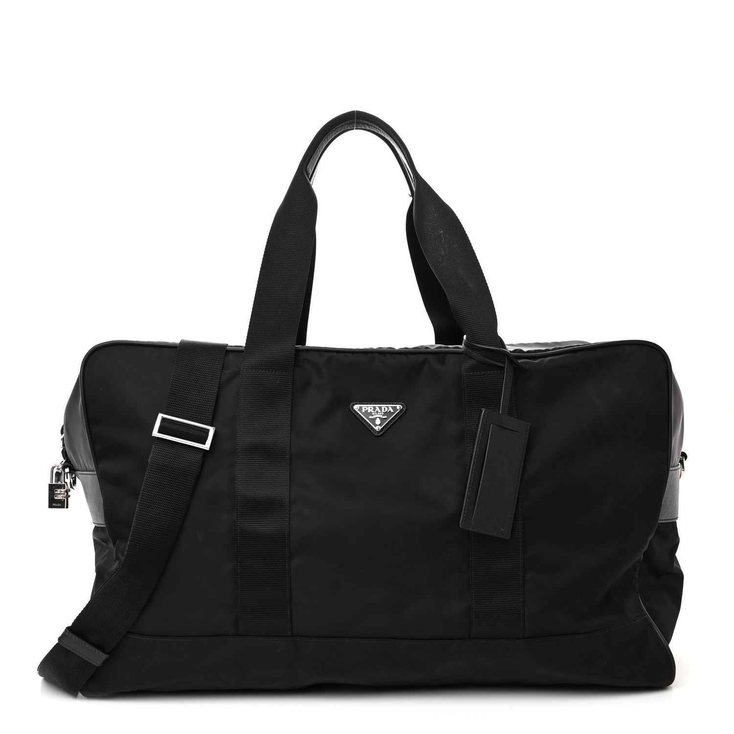 Prada Tessuto Nylon Saffiano Carry On Travel Bag Black 1 of 10