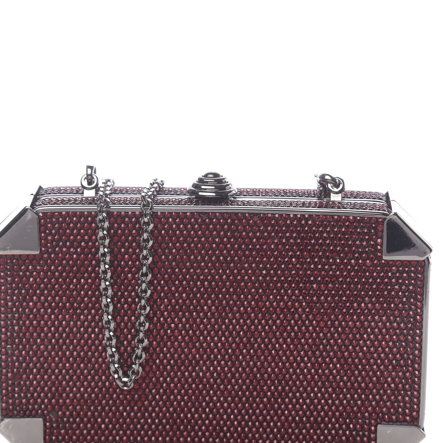 Judith Leiber Crystal Minaudiere Clutch Crimson 7 of 9