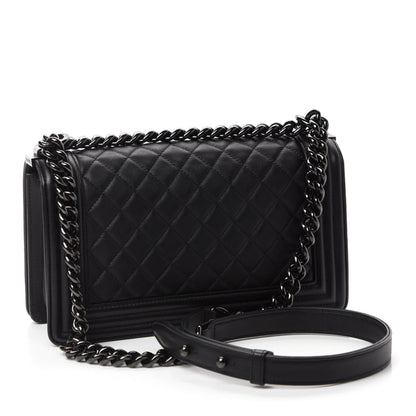 Chanel Calfskin Quilted Medium Boy Flap So Black 3 of 14