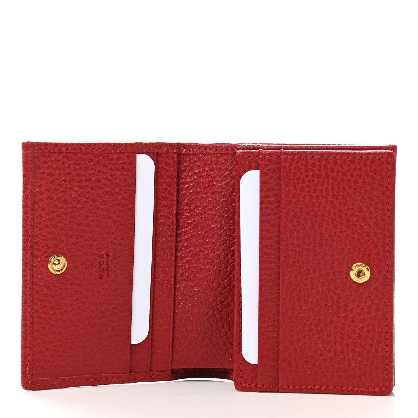 Pebbled Calfskin GG Marmont Card Case Hibiscus Red