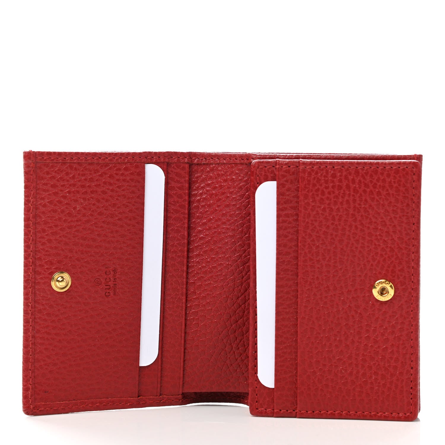 Gucci Pebbled Calfskin GG Marmont Card Case Hibiscus Red 5 of 10