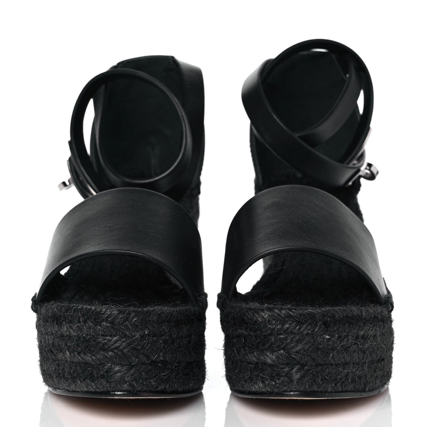 Calfskin Tivoli Espadrille Wedge Sandals 36 Black