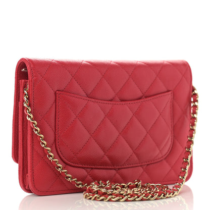 Chanel Caviar Quilted Wallet On Chain WOC Red 3 of 12