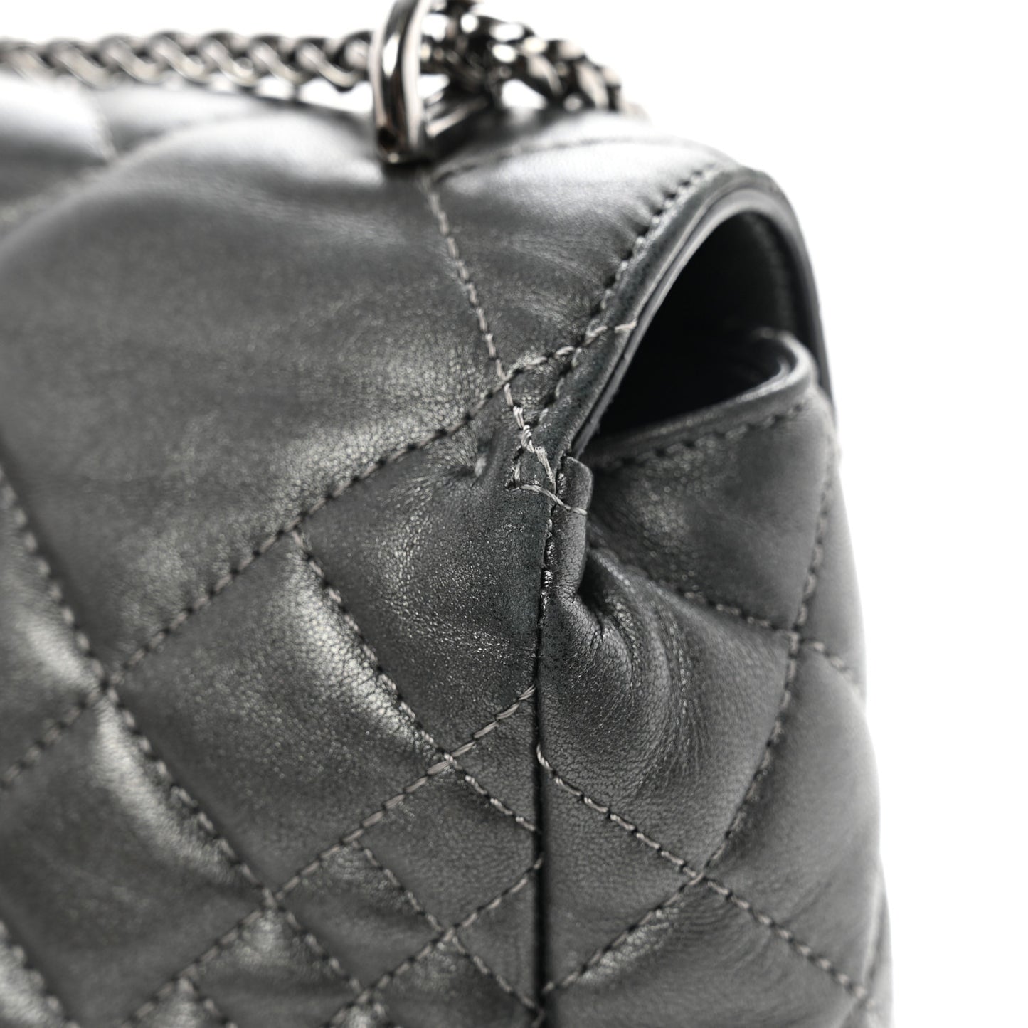 Metallic Nappa Quilted Icon Shoulder Bag Grey