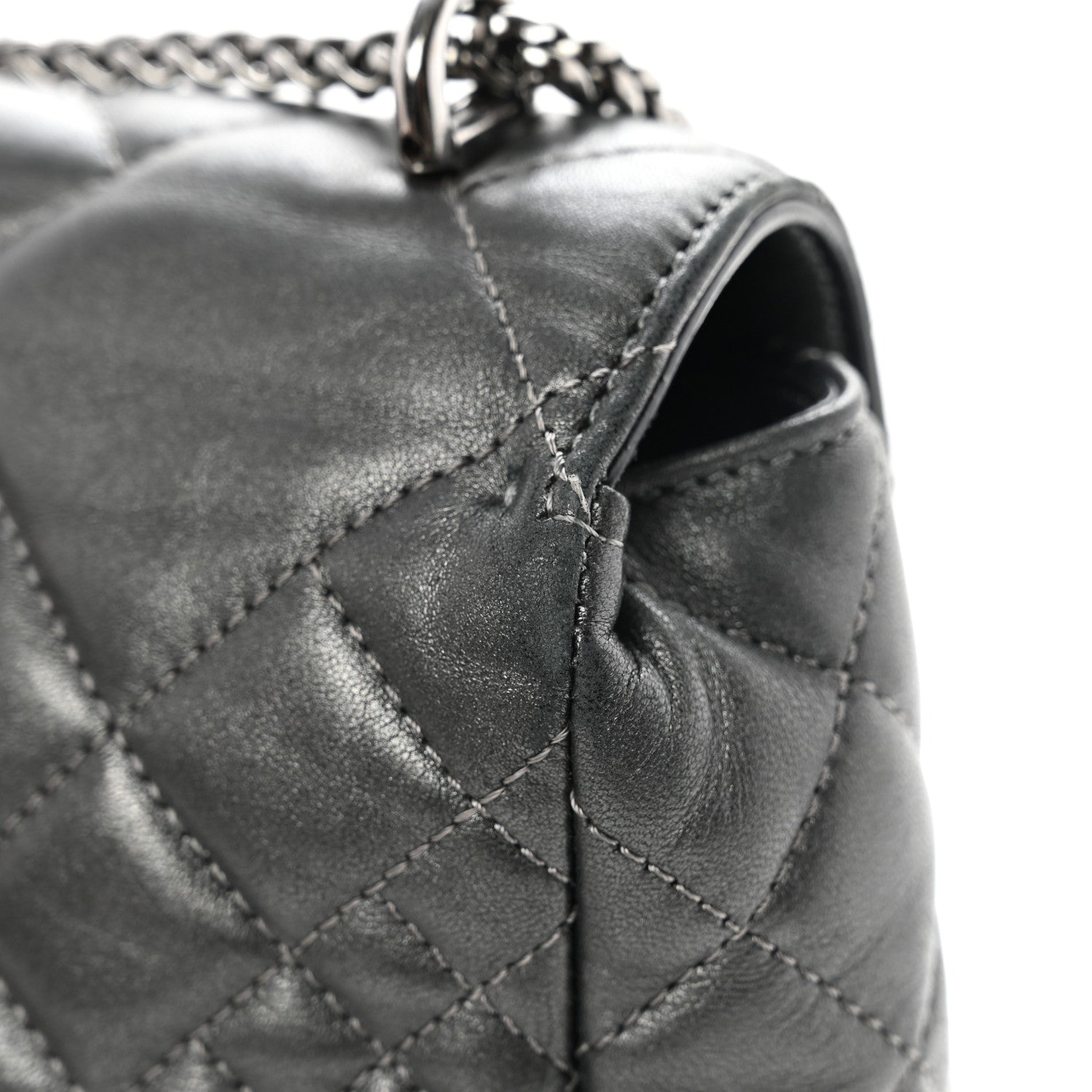 Versace Metallic Nappa Quilted Icon Shoulder Bag Grey 14 of 14