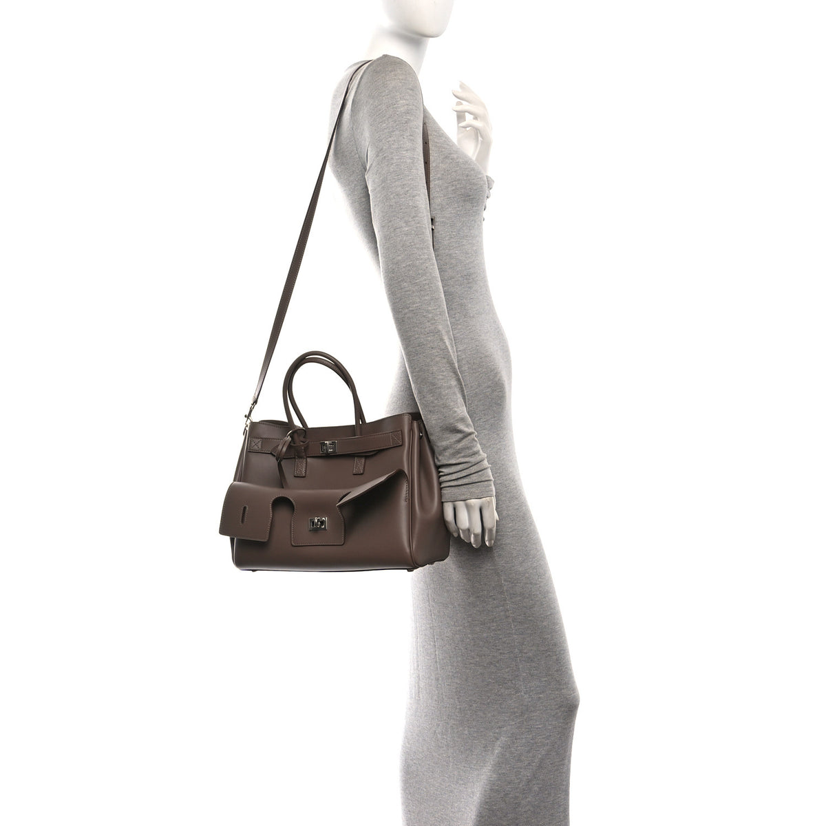 Balenciaga Smooth Calfskin Small Bel Air Carry All Bag Taupe 2 of 9