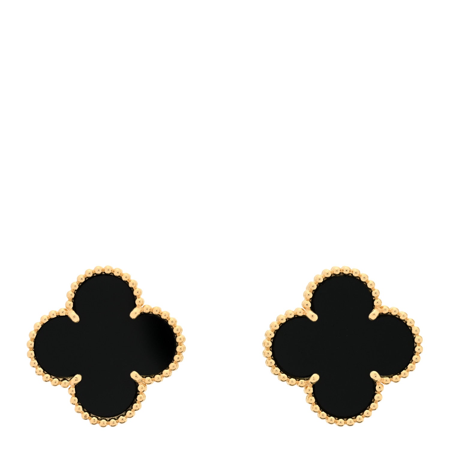 Van Cleef & Arpels 18K Yellow Gold Black Onyx Magic Alhambra Earrings 1 of 5